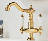 ForgeFlow Industrial Black Brass Bathroom Faucet – Matte Black Dual-Handle Vanity Sink Mixer