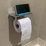 ShelfRoll Aluminum Toilet Paper Holder with Phone Shelf – Wall-Mounted Bathroom Organizer