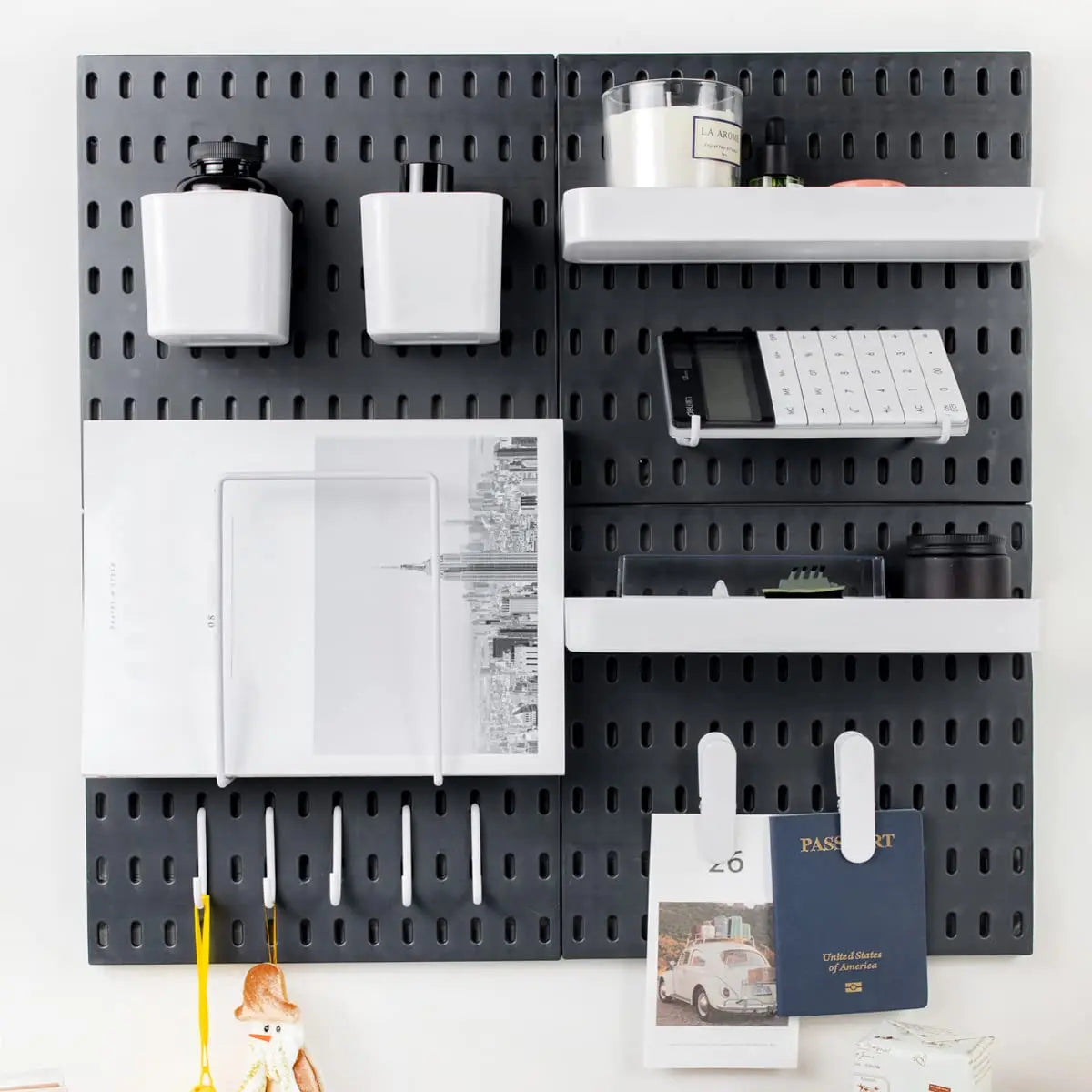 FlexiBoard 4-Piece Wall Pegboard Organizer Set – 22" x 22" | Adjustable & DIY with Accessories