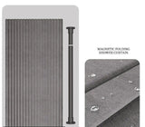 Magneto Foldable Shower Curtain – Magnetic Hem, Waterproof Linen-Style Design with Hooks