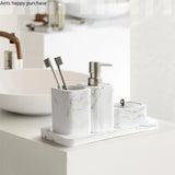 MarbleElegance 4-Piece Bathroom Accessory Set – Resin Marble Finish