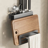 ChefSpace Wall-Mounted Knife Holder with Cutting Board Storage – Stainless Steel | Space-Saving Kitchen Organizer