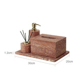 Rubèra Red Travertine Bathroom Set – Vintage Natural Stone Luxury Accessories