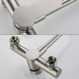 Wall Mounted Stainless Steel Kitchen Faucet with Flexible 360° Swivel Spout and Hot Cold Mixer