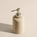 AureliaStone Luxury Limestone Bathroom Set – Toothbrush Holder, Soap Dispenser & Tray