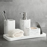 MarbleElegance 4-Piece Bathroom Accessory Set – Resin Marble Finish