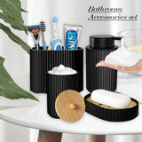 NoirLuxe Bathroom Accessory Set – Modern Black Bath Set with Soap Dispenser & Toothbrush Holder