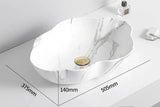 MarbleLuxe Ovalis Vessel Sink – Marble Pattern Ceramic Countertop Bathroom Basin | Modern Luxury 12L