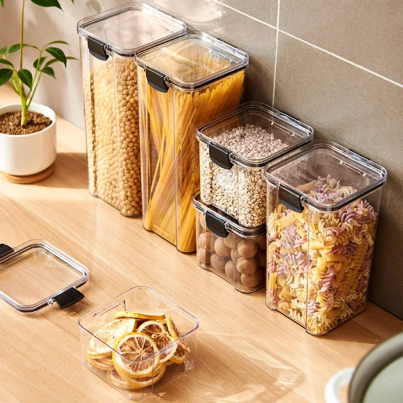 ClearFresh Airtight Storage Jars Set – Large Kitchen Grain Containers | Moisture Proof Acrylic Canisters | Modern Pantry Organizer