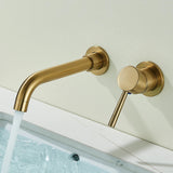Quyanre Wall Mounted Basin Faucet Brushed Gold – Concealed Mixer Tap | 360° Rotating Spout | Single Handle Bathroom Fixture