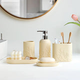 EleganceLine 5-Piece Bathroom Set – Engraved Pattern Resin