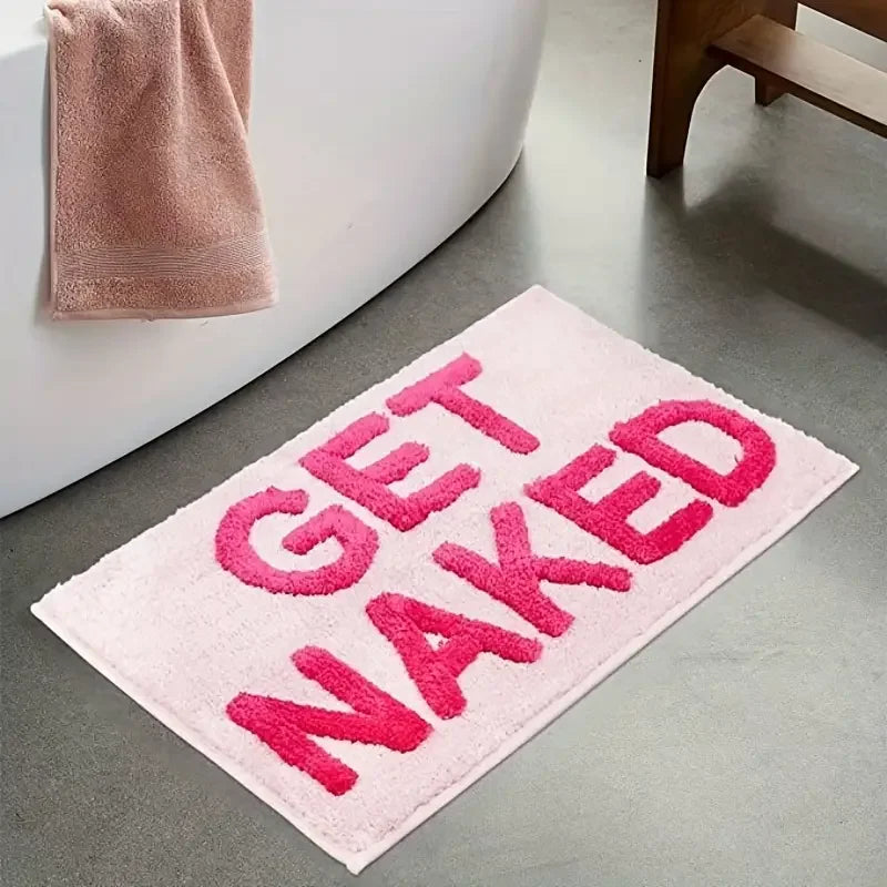 Pink "Get Naked" Tufted Bath Rug