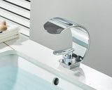 Sleek Waterfall Bathroom Faucet with Single Handle – Modern Brass Basin Mixer for Hot and Cold Water
