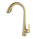 Pull-Out Kitchen Faucet in Brushed Gold Stainless Steel – Modern Sink Mixer for Hot and Cold Water