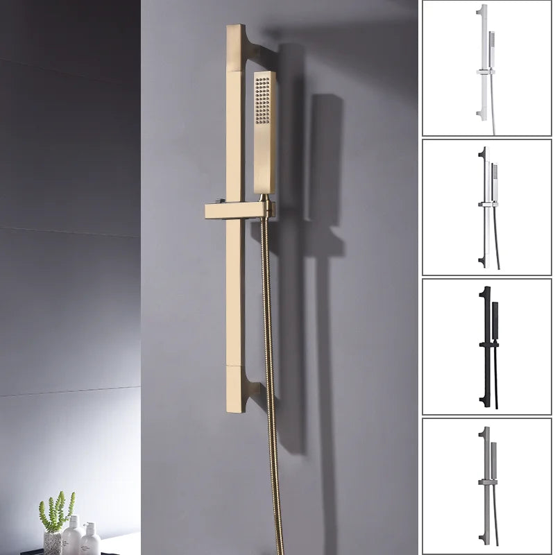 Adjustable Wall Mount Shower Slide Bar Set Premium – Stainless Steel Handheld Shower | Sliding Holder | Water Saving Design