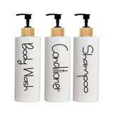 EcoStyle Bamboo Luxe Refillable Soap Dispenser Set – 3-Piece Modern Pump Bottles for Shampoo, Body Wash & Hand Soap