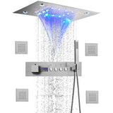 LumiTherm Smart LED Thermostat Shower Valve – Brass, Matte Black, Square Flow