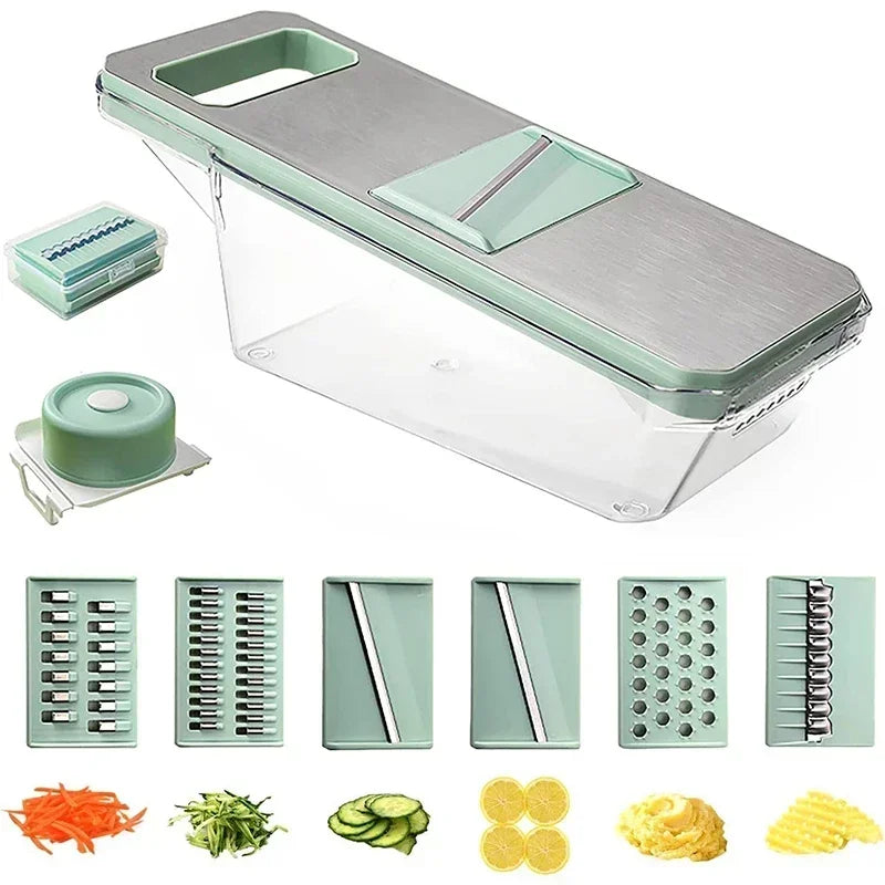 SliceMaster – 6-in-1 Vegetable Slicer & Grater with Interchangeable Stainless Steel Blades
