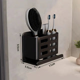 Wall Mounted Bathroom Shelf No Drill Aluminum Organizer – Toothbrush & Razor Holder | Space Saving Storage | Easy Install