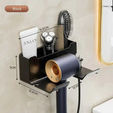 MultiHold Hair Dryer Wall Organizer – No-Drill, Dual-Layer ABS Storage
