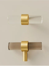 Modern Brass & Acrylic Furniture Handle – Transparent, Black or White Decorative Pull with Custom Extension