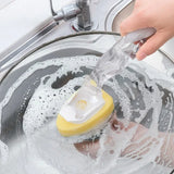 ScrubFlow SmartSoap Dish Brush Set – Refillable Soap Dispensing Handle with 2 Replaceable Sponge Heads