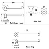 BronzeHaven Vintage Wall-Mounted Bathroom Hardware Set – 3-Piece Antique Brass Collection (Toilet Paper Holder, Towel Ring & Robe Hook)
