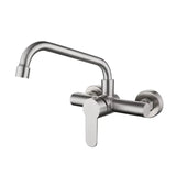 Wall Mounted Stainless Steel Kitchen Faucet with Flexible 360° Swivel Spout and Hot Cold Mixer