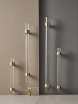 Modern Brass & Acrylic Furniture Handle – Transparent, Black or White Decorative Pull with Custom Extension