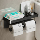 ShelfRoll Aluminum Toilet Paper Holder with Phone Shelf – Wall-Mounted Bathroom Organizer