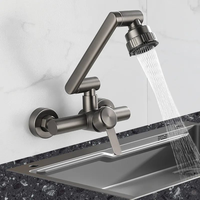 FlexSteel ProFlow 360 Wall Mount Faucet – 4-Mode Flexible Stainless Steel Kitchen