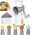 5 in 1 Rotary Cheese Grater Premium Stainless Steel – Vegetable Slicer & Julienne Cutter | Nut Chopper | Multi Blade Kitchen Tool