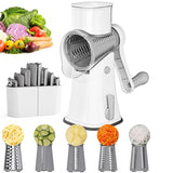 5 in 1 Rotary Cheese Grater Premium Stainless Steel – Vegetable Slicer & Julienne Cutter | Nut Chopper | Multi Blade Kitchen Tool