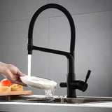 3-Way Kitchen Sink Faucet with Built-In Water Filter and 360° Swivel Spout