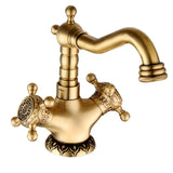 AurelioForge Vintage Etch Brass Faucet – Luxury Engraved Antique Single-Handle Bathroom & Kitchen Sink faucet (Hot & Cold)