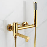 Wall Mounted Bathtub Faucet with Swivel Spout and Hand Shower – Durable Stainless Steel Hot and Cold Mixer