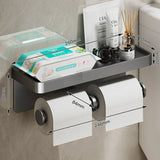 ShelfRoll Aluminum Toilet Paper Holder with Phone Shelf – Wall-Mounted Bathroom Organizer