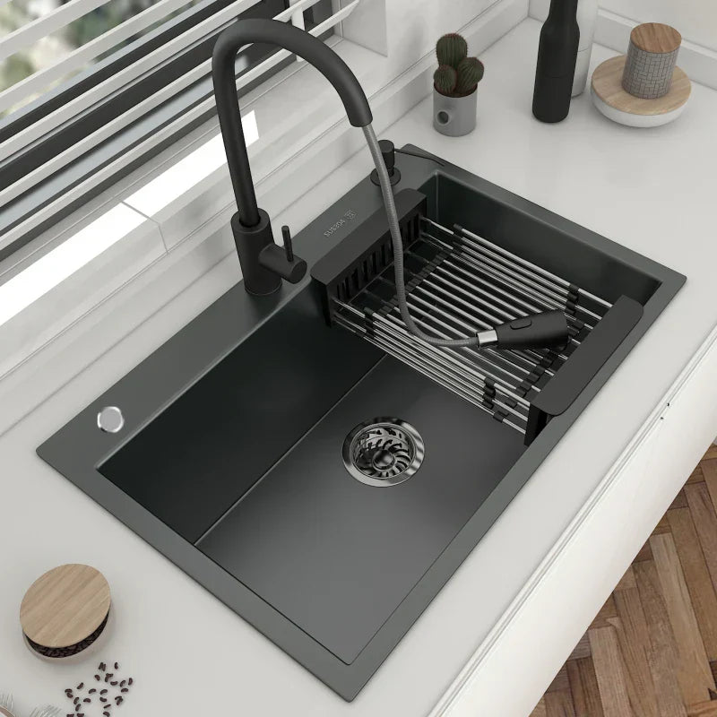 StainlessPro KI-5545 Single-Bowl Stainless Steel Kitchen Sink with Faucet and Drain