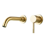 Aureva LuxaWall Elite – Brushed Gold Wall-Mount Concealed Bathroom Faucet | Solid Brass Luxury Sink Mixer