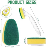 ScrubFlow SmartSoap Dish Brush Set – Refillable Soap Dispensing Handle with 2 Replaceable Sponge Heads