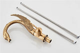 Gold Swan-Shaped Waterfall Bathroom Sink Faucet with Hot and Cold Mixer