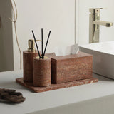Rubèra Red Travertine Bathroom Set – Vintage Natural Stone Luxury Accessories