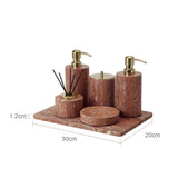 Rubèra Red Travertine Bathroom Set – Vintage Natural Stone Luxury Accessories