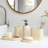 EleganceLine 5-Piece Bathroom Set – Engraved Pattern Resin