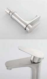 Premium Stainless Steel Bathroom Sink Mixer Tap with Hot and Cold Water Control