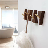 TriLuxe Triangular Wall Hook – Brass & Solid Wood | Key Holder, Coat Hook & Wall Decor