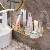 LuxSip Wall-Mounted Cup Holder – Black & Gold | Drill-Free Bathroom Organizer
