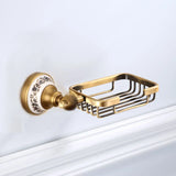 RoyalRetro Antique Brass Bathroom Accessory Set with Ceramic – 5-Piece Vintage Bathroom Collection