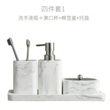 MarbleElegance 4-Piece Bathroom Accessory Set – Resin Marble Finish