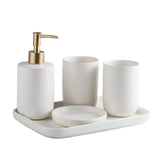 ScandiLuxe 4-Piece Scandinavian Bathroom Set – Ceramic Hygiene Essentials with Toothbrush Cup